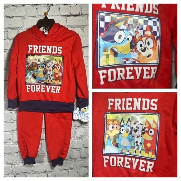 Bluey Boys Holographic Hoodie and Pants Jogger Set Sweatshirt Sweatpants 3T NEW - Picture 1 of 16